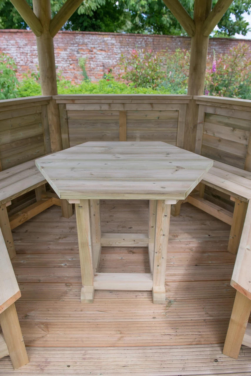 Forest Garden Hexagonal Thatched Roof Gazebo Furnished Green 10 Forest Garden Hexagonal Thatched Roof Gazebo Furnished Green - Image 10