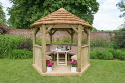 Forest Garden Hexagonal Thatched Roof Gazebo Furnished Cream -EcoScape Shop t.tlx OuOm2y9.dOmaxaXYyO.OW1wO . 27613.1680669142