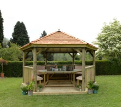 Forest Garden Hexagonal 3.6m Cedar Roof Gazebo Furnished Cream -EcoScape Shop t.tlx XnXoqzN.vXoudm26xX.XRhVXU. 31014.1680669234