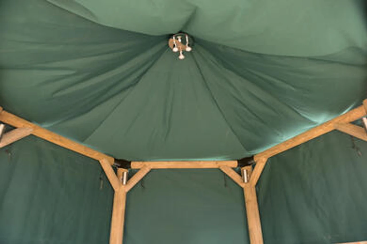 Forest Garden Hexagonal Thatched Roof Gazebo Furnished Green 19 Forest Garden Hexagonal Thatched Roof Gazebo Furnished Green - Image 19