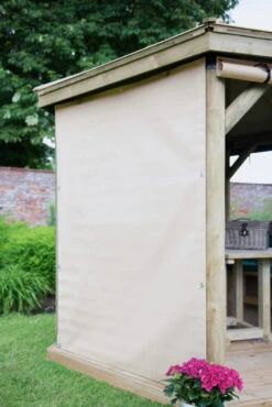 Forest Garden Hexagonal Timber Gazebo Curtains Cream