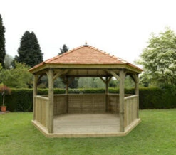 Forest Garden Hexagonal Cedar Roof Gazebo -EcoScape Shop t.tlx xbxTYZf.ixTUsb.clx .xbKDx1 . 02951.1676517528