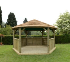 Forest Garden Hexagonal Thatched Roof Gazebo & Cream Lining -EcoScape Shop t.tlx zIz5edr.qz5D25OsQz.zA7nzP. 58575.1680669173